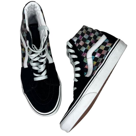 Vans High Top Iridescent Checkerboard Size 8.5 - Picture 2 of 5